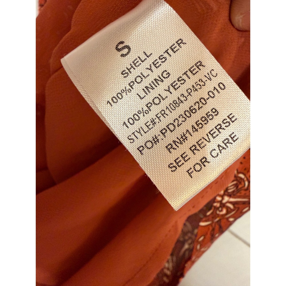 VICI Paisley Print Button Down Kimono Sleeve Shirt Dress Rust‎ S - Picture 6 of 8